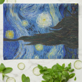 1889年の星空の夜ヴィンセント・ヴァン・ゴッホ キッチンタオル (折り畳み)