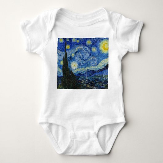 1889年の星空の夜ヴィンセント・ヴァン・ゴッホ ベビーボディスーツ (正面)