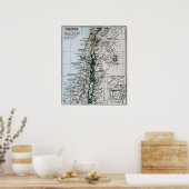 1889年パレスチナの地図，中東 ポスター (キッチン)