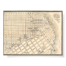 1889年製 詳細な金色のサンフランシスコ地図