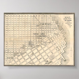 1889年製 詳細な金色のサンフランシスコ地図 ポスター