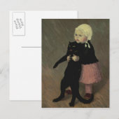 1889年、猫を飼った小さな少女 ポストカード (正面/裏面)