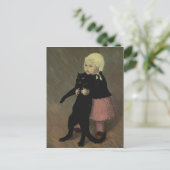 1889年、猫を飼った小さな少女 ポストカード (スタンド正面)
