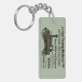 1889脱穀機蒸気エンジンファーム農業 キーホルダー (正面左)