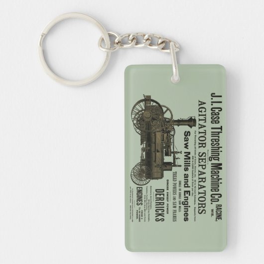 1889脱穀機蒸気エンジンファーム農業 キーホルダー (正面)