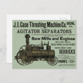 1889脱穀機蒸気エンジンファーム農業 ポストカード (正面/裏面)