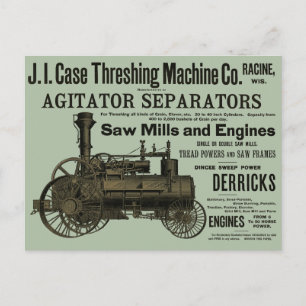 1889脱穀機蒸気エンジンファーム農業 ポストカード