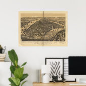 1889 New York City NY Bird's eye viewパノラママップ ポスター (ホームオフィス)