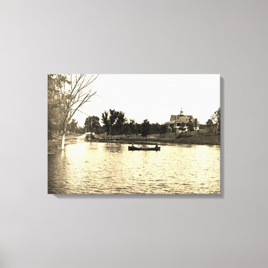 1890のローズパークエルギンイリノイスラグーンパビリオン キャンバスプリント (正面)