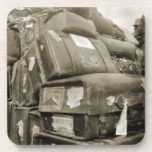 1890の旅行荷物チームスターワゴンスーツケース コースター (正面)