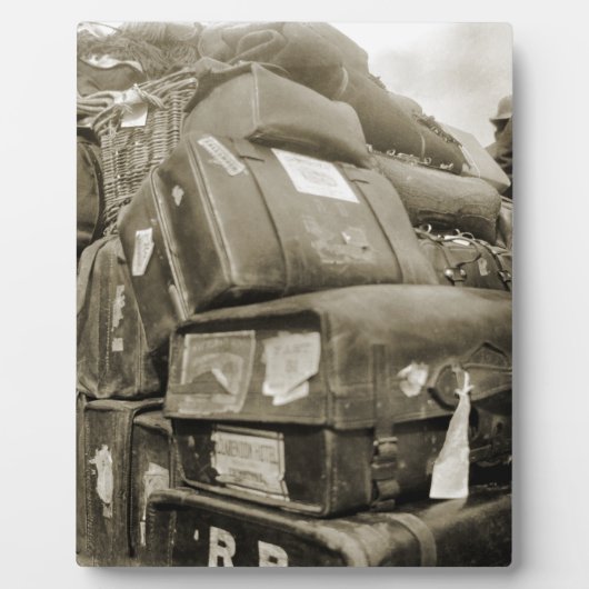 1890の旅行荷物チームスターワゴンスーツケース フォトプラーク (正面)