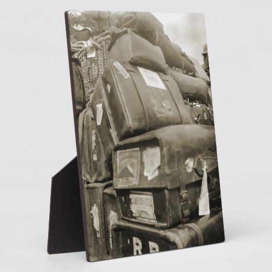 1890の旅行荷物チームスターワゴンスーツケース フォトプラーク (側面)