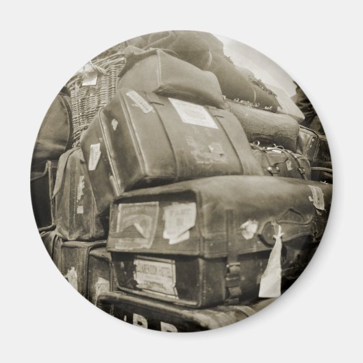 1890の旅行荷物チームスターワゴンスーツケース マグネット (正面)