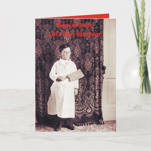1890の肉屋の少年とクリーバー誕生日カード カード (正面)
