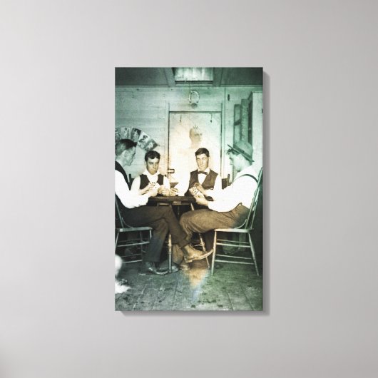 1890トランプのポーカーゲーム男性賭博カードマンケーブ写真 キャンバスプリント (正面)