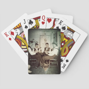 1890トランプのポーカーゲーム男性賭博カードマンケーブ写真 トランプ