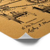 1890ヴィンテージ自転車ギア特許芸術プリント ポスター (角)