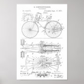 1890ヴィンテージ自転車デザイン特許芸術プリント ポスター (正面)