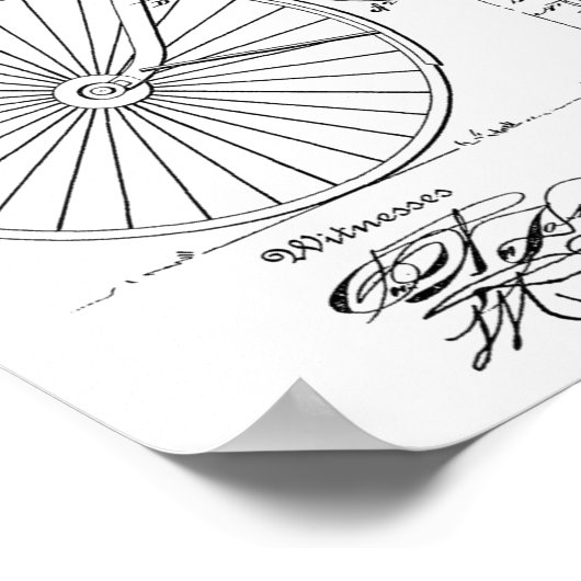 1890ヴィンテージ自転車デザイン特許芸術プリント ポスター (角)