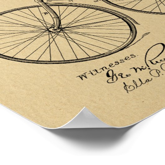 1890ヴィンテージ自転車デザイン特許芸術プリント ポスター (角)