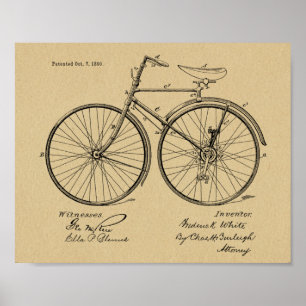 1890ヴィンテージ自転車デザイン特許芸術プリント ポスター
