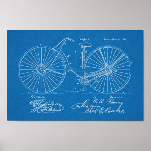 1890ヴィンテージ自転車デザイン特許芸術プリント ポスター