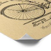 1890ヴィンテージ自転車ブレーキデザイン特許プリント ポスター (角)