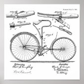 1890ヴィンテージ自転車ブレーキデザイン特許プリント ポスター (正面)