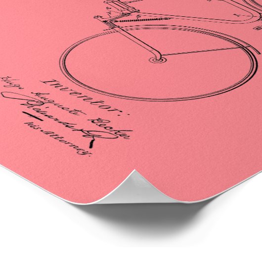 1890ヴィンテージ自転車特許プリントカスタマイズ ポスター (角)