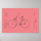 1890ヴィンテージ自転車特許プリントカスタマイズ ポスター (正面)