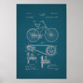 1890ヴィンテージ自転車特許プリント青写真 ポスター (正面)