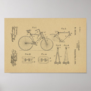 1890ヴィンテージ自転車特許プリント ポスター