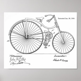 1890ヴィンテージ自転車特許プリント ポスター