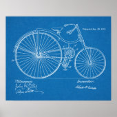 1890ヴィンテージ自転車特許青写真アートプリント ポスター (正面)