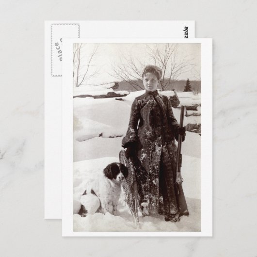 1890女性と彼女のブリタニー狩り犬 ポストカード (正面/裏面)