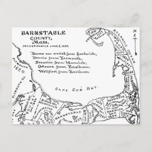 1890年のケープコッドの古地図 ポストカード