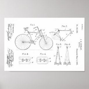 1890年のヴィンテージの自転車のパテントのプリントはカスタマイズ ポスター