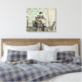 1890年の女性の裁縫機の写真の着色 キャンバスプリント (インサイチュ (寝室))