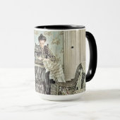 1890年の女性の裁縫機の写真の着色 マグカップ (正面右)