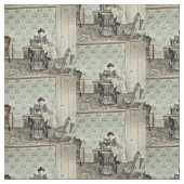 1890年の女性、裁縫機の写真に色をつけ ファブリック (見本)