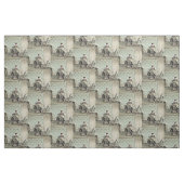 1890年の女性、裁縫機の写真に色をつけ ファブリック (ファットクウォーター)