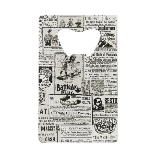 1890年の新聞魅力的は男性ビクトリアン女性を広告している クレジットカード栓抜き (正面)