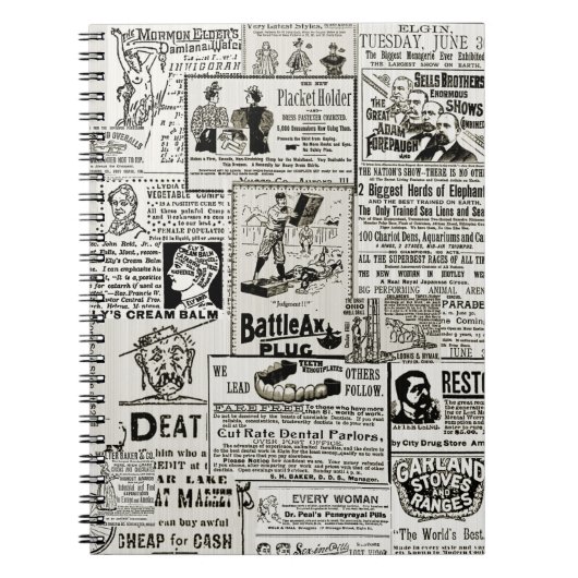 1890年の新聞魅力的は男性ビクトリアン女性を広告している ノートブック (正面)