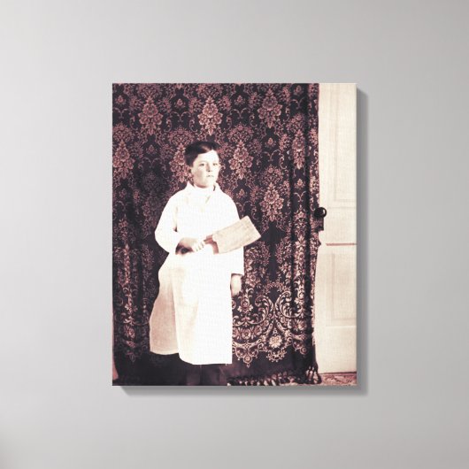 1890年の肉屋の少年とクリーバー写真 キャンバスプリント (正面)