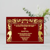 1890年ビクトリアン頃の紅葉樹結婚葉 箔招待状 (立ち正面)