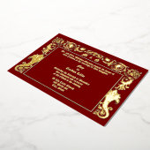 1890年ビクトリアン頃の紅葉樹結婚葉 箔招待状 (回転した状態)