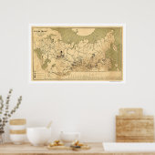 1890年ロシアのの帝国の金大切属の地図 ポスター (キッチン)