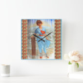 1890年代のビクトリアン女性がビーチ スクエア壁時計 (ホーム)