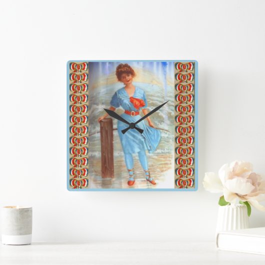 1890年代のビクトリアン女性がビーチ スクエア壁時計 (ホーム)