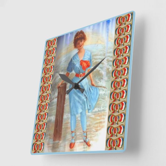 1890年代のビクトリアン女性がビーチ スクエア壁時計 (傾斜)